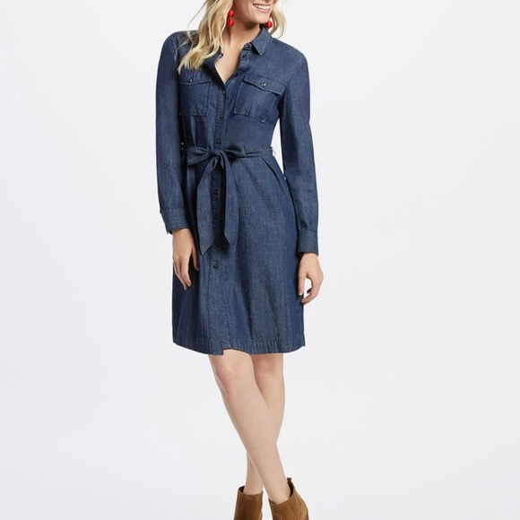 Draper James chambray Belted shirtdress excellent like new condition size 8 - Picture 4 of 15